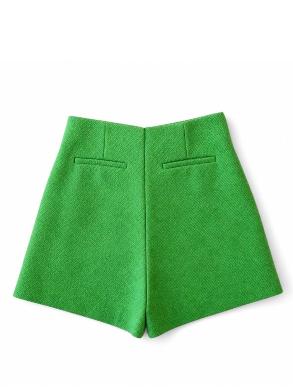Bright Green High Waist Tailored Shorts | A-Line Dress Shorts | Chic Minimalist